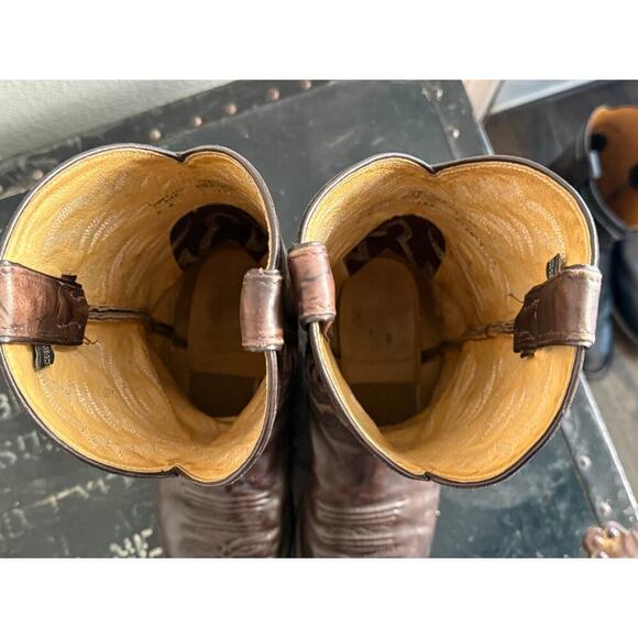 Vintage JUSTIN Brown Western Cowboy Boots Long Shank Men\'s size 9 D main image 7